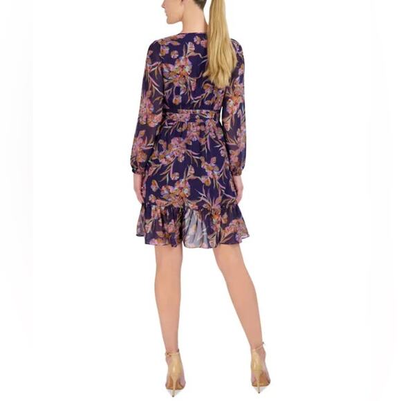 LAUNDRY BY SHELLI SEGAL
CHIFFON FLORAL PRINT WRAP DRESS size 8 (b15) - Picture 3 of 10